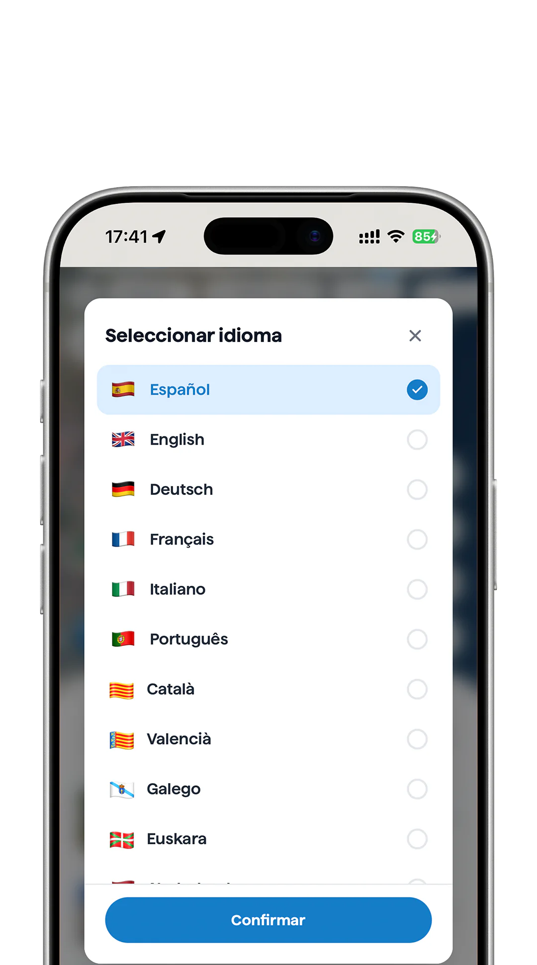 El visitante elige su idioma entre español, inglés, alemán, francés, italiano, portugués, catalán, valenciano, gallego y euskera