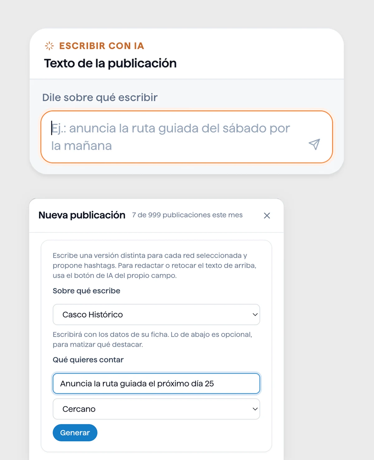 Textos para redes sociales del destino turístico generados por inteligencia artificial