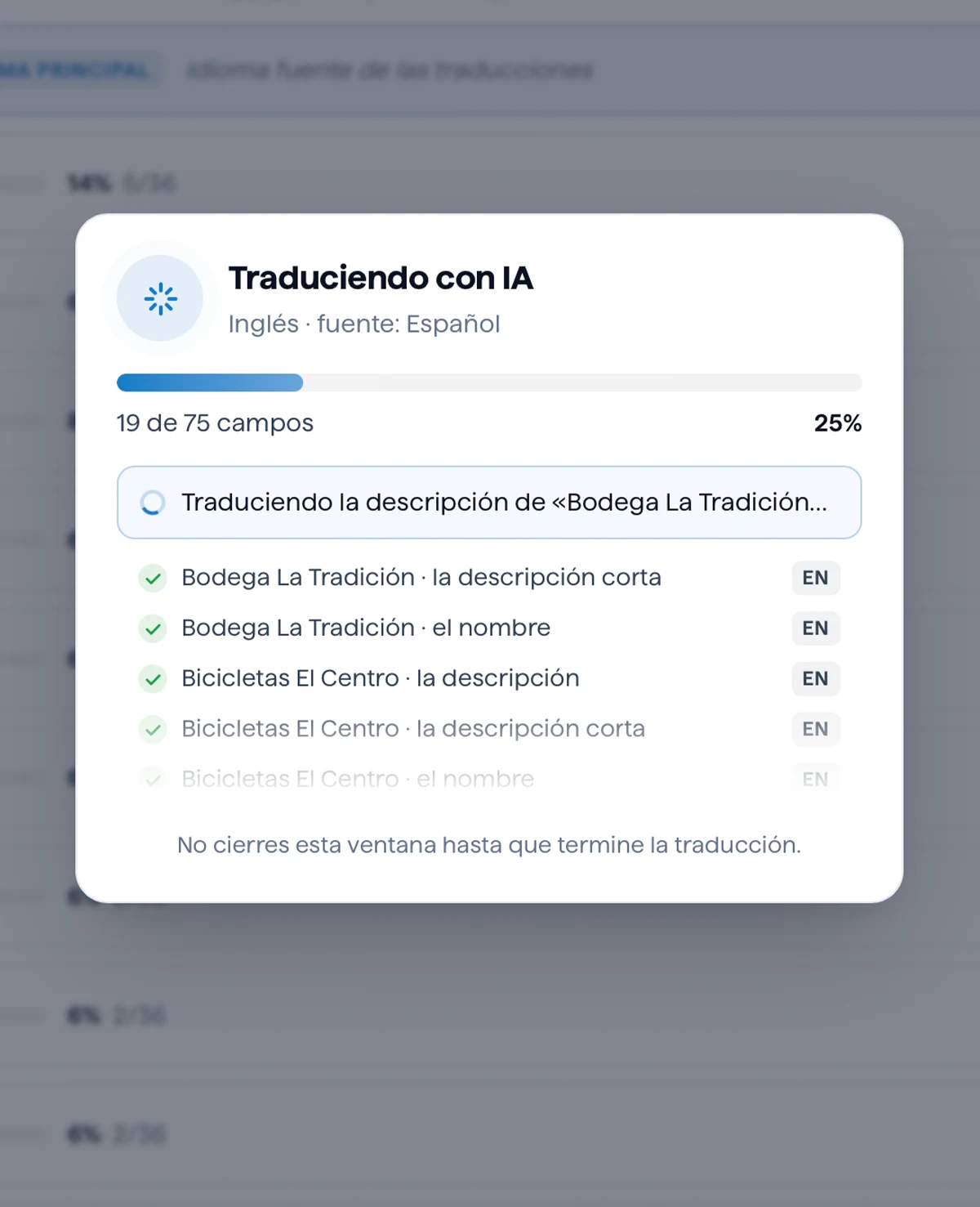 Traducción automática del contenido turístico a los veinte idiomas de la plataforma